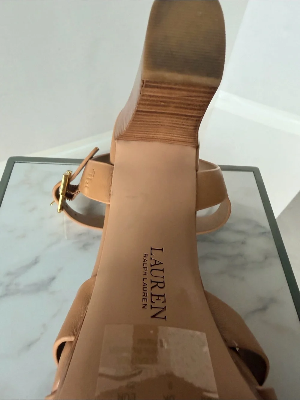 Ralph Lauren Leather Platform Sandal in Tan - Women